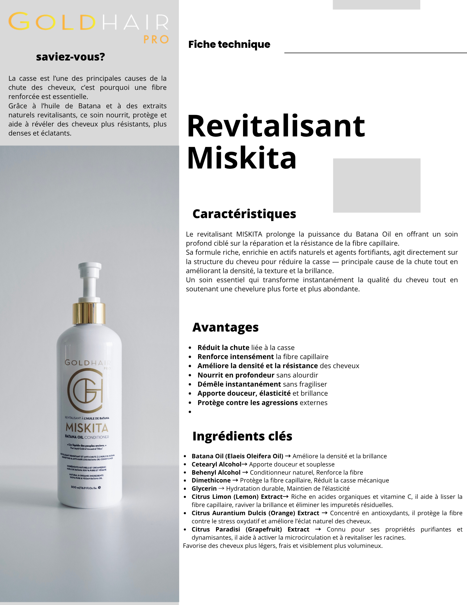 MISKITA Shampoing et Revitalisant Densifiant, Anti-Chute