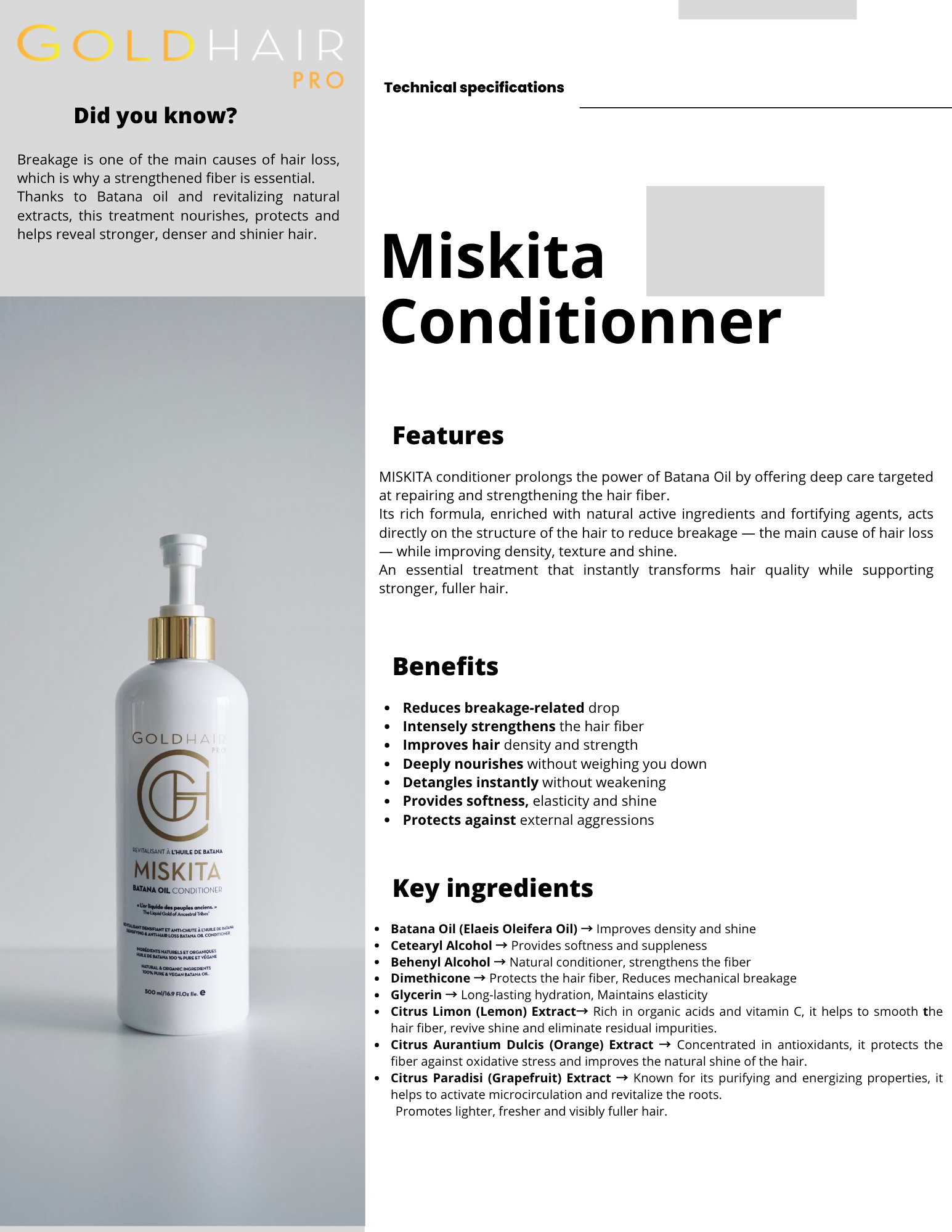 MISKITA Shampoing et Revitalisant Densifiant, Anti-Chute