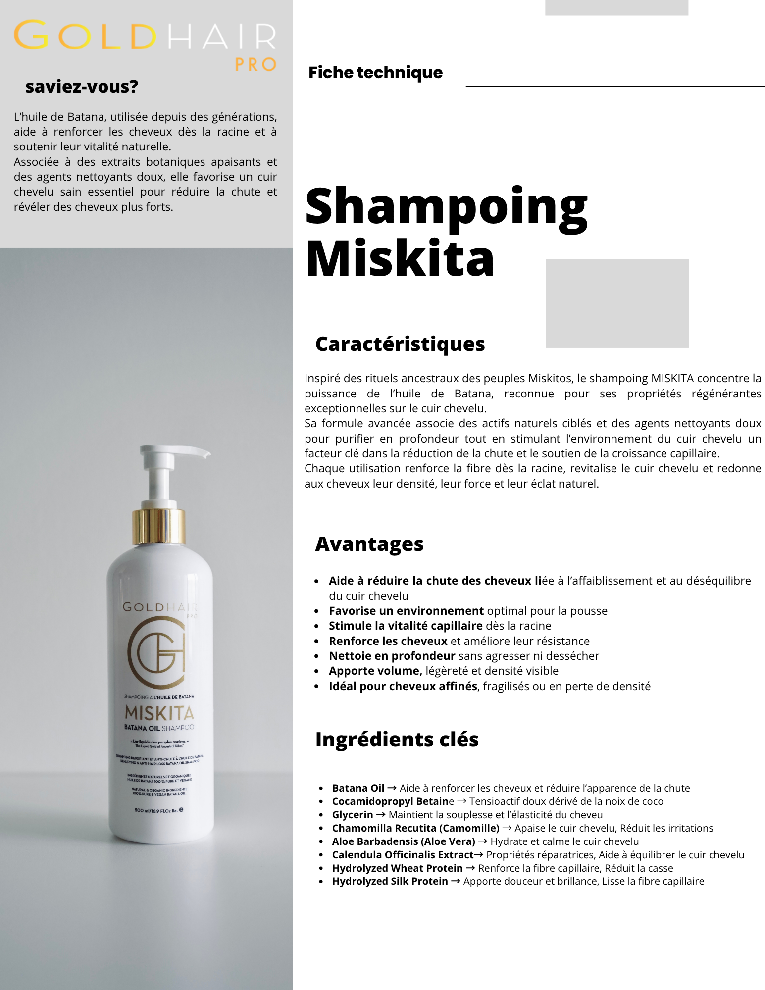 MISKITA Shampoing et Revitalisant Densifiant, Anti-Chute