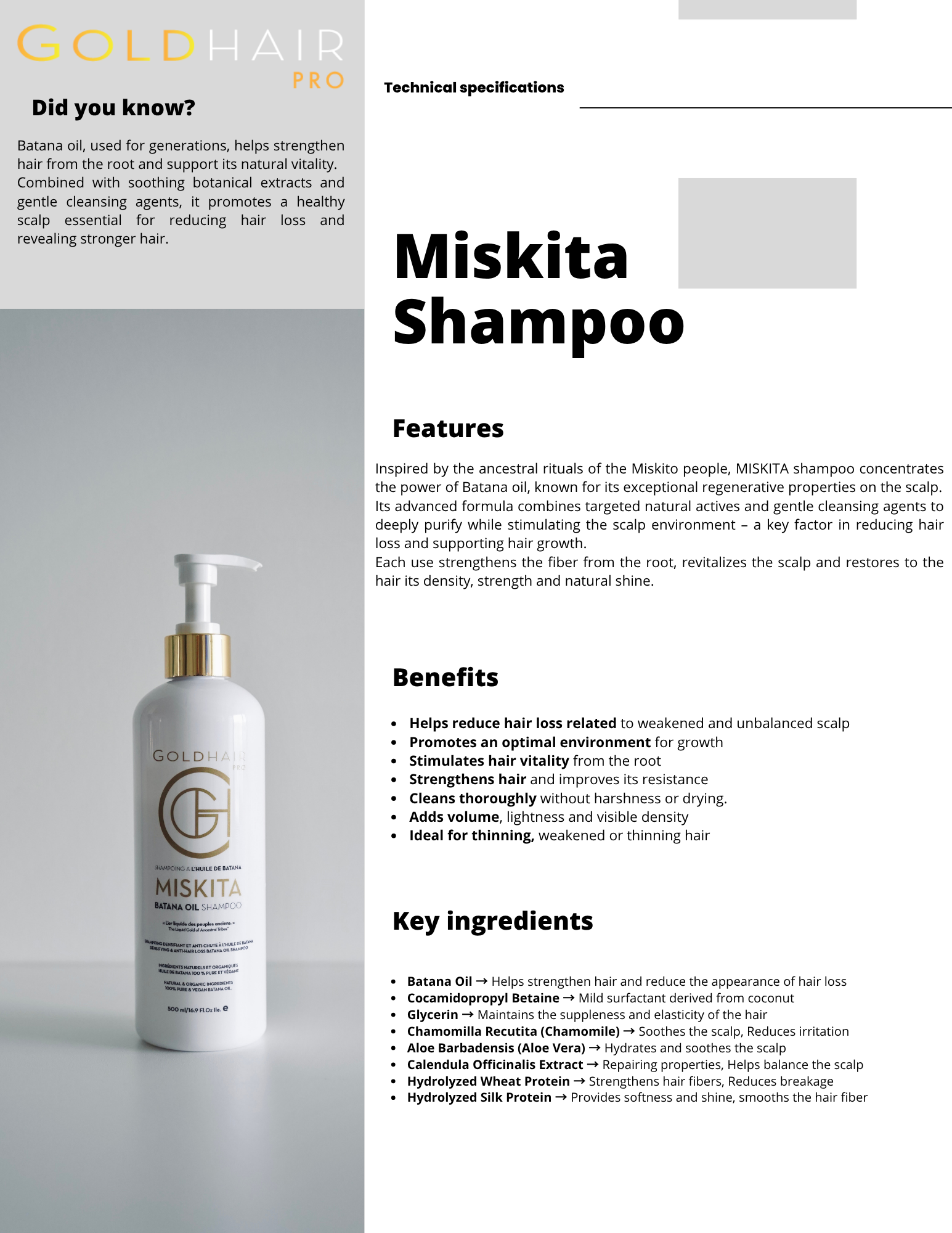 MISKITA Shampoing Densifiant  &amp; Anti-Chute 500ml
